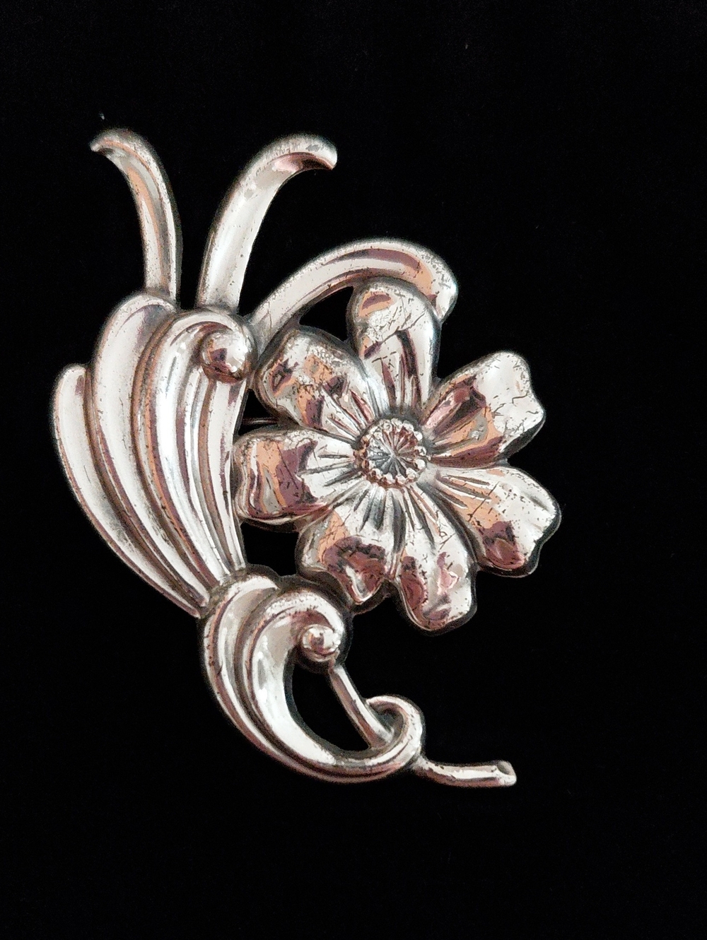 Vintage Felch & Co Sterling Silver Flower Brooch Pin 1940s Danecraft